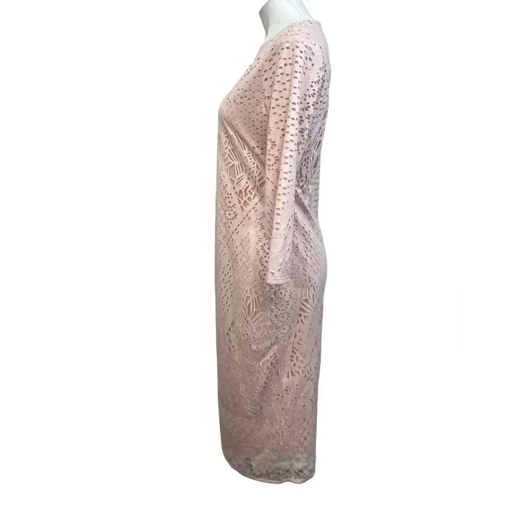 Carmen Marc Valvo Scoop Neck Bodycon Fabric Cut Out Midi Dress Size Large - Picture 5 of 7